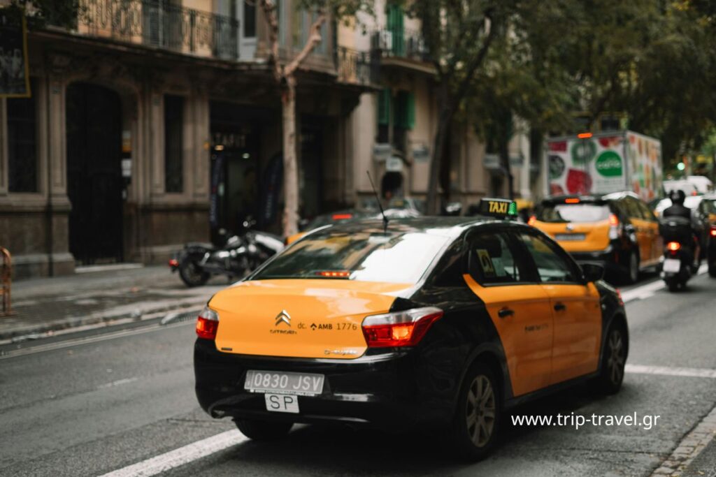 ταξί στη Βαρκελώνη μεταφορά από αεροδρόμιο El Prat προς κέντρο