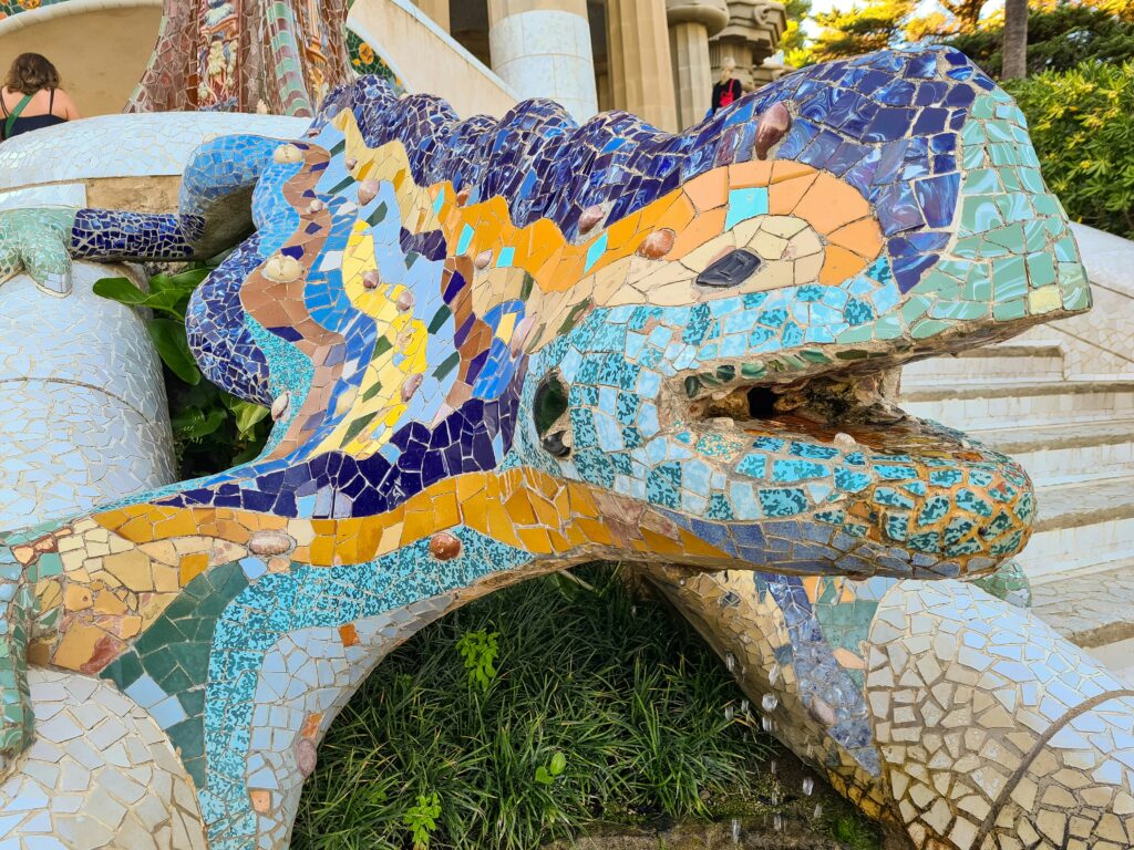 Park Guell dragon mosaic Barcelona Gaudi sculpture
