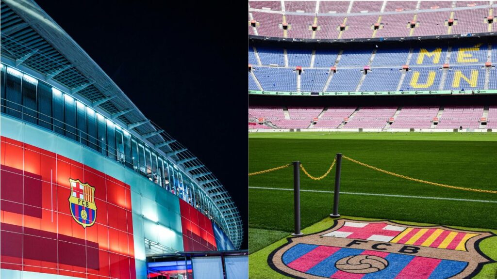 Εξωτερική άποψη και εσωτερικό του Camp Nou στη Βαρκελώνη, έδρα της FC Barcelona.